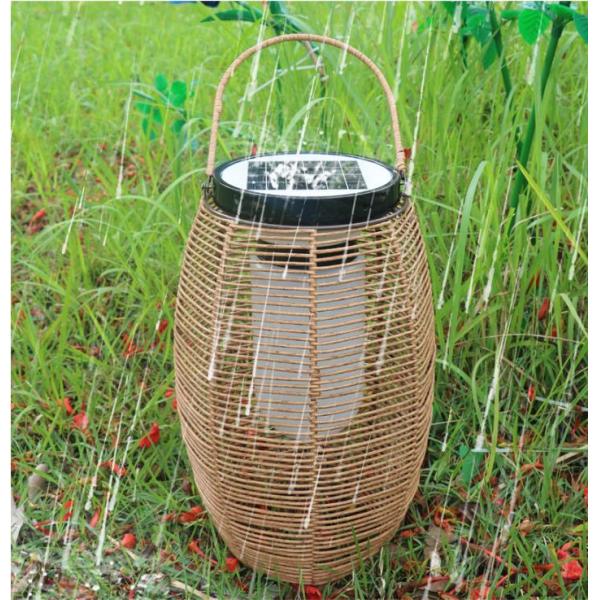 Outdoor Rattan Woven Solar Lights Lantern Waterproof For Garden Landscape