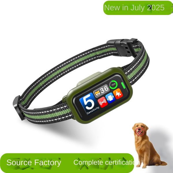 2025 New Smart Anti-Bark Dog Collar Multifunctional Automatic Pet Training Electric Shock Plastic Eco-friendly Screen Bark