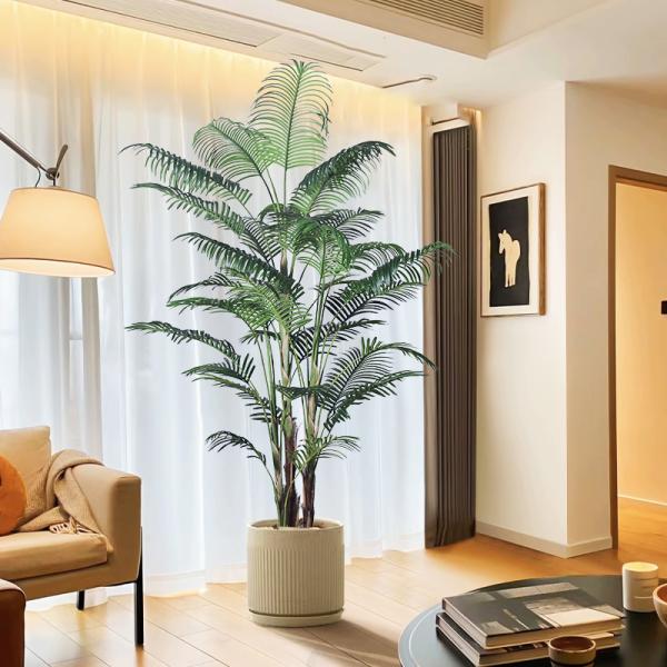 5ft 6FT 7ft Fake Tropical Palm Plant, Artificial Palm Tree, Pre Potted Faux Greenry Plant for House Living Room Outside Patio Office 