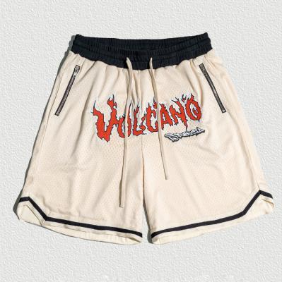 Summer Basketball Polyester Gym Workout Sublimation Zipper Pocket Men's Mesh Shorts with Drawstring Closure and Shorts Length