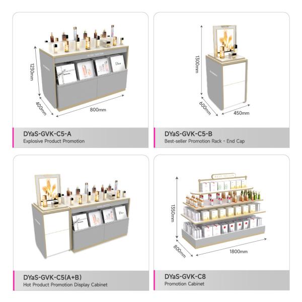 Skincare Store Display Furniture Gray  Circular Retail Experience Display Stand for Cosmetic Shop Fitting and Perfume Shop Design