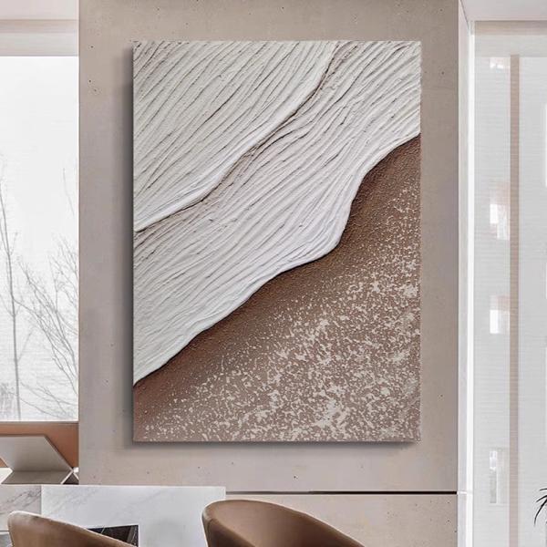 Pintura en relieve 3D creativa Medio aceite pintado a mano Tectura de olas marinas Pintura de arenisca Decoración de hogares modernos Arte artesanal de pared