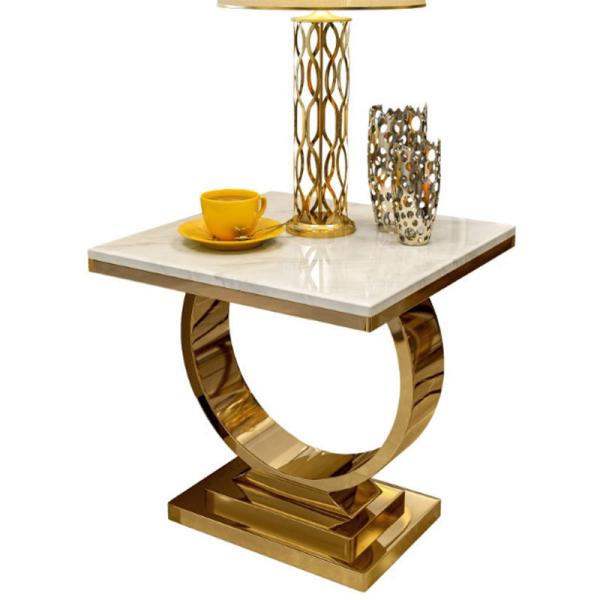 Lujo ligero de acero inoxidable Cuadrado Sofá de la sala de estar Mesa lateral