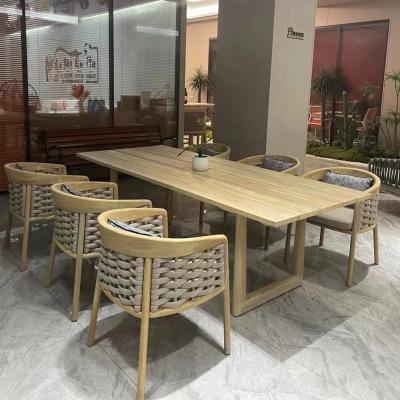 Anti Corrosion Grade 3A Teak Rattan Effect Garden Furniture Sofa Set For Balcony