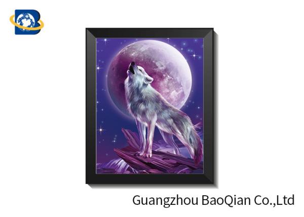 Wolves / Horse 3d Lenticular Picture With Frame For Indoor / Restaurant Wall Decoration Art