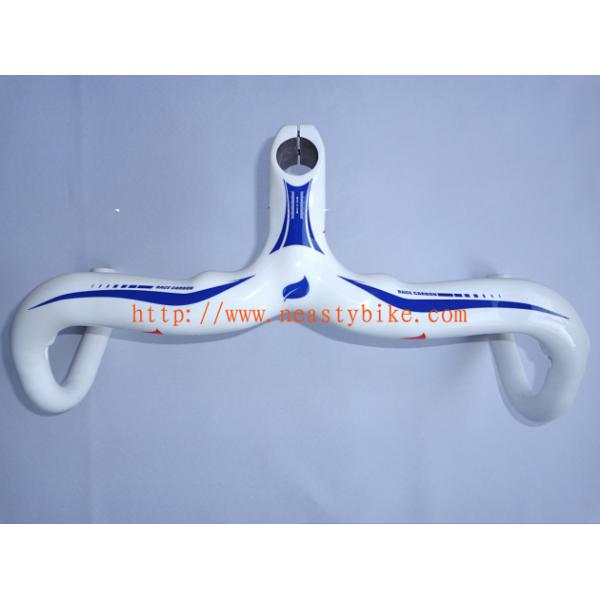 Bicycle parts NEASTY - Full Carbon White Road Bike/Bicycle Handlebar with integrated Stem