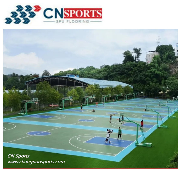 Tensile Elongation 156 Silicon Outdoor Basketball Flooring Waterproof Soundproof