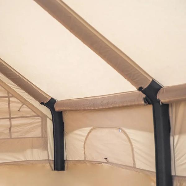 Outdoor Camping Family Air Inflating Tunnel Tent with Pump in White Portable Design