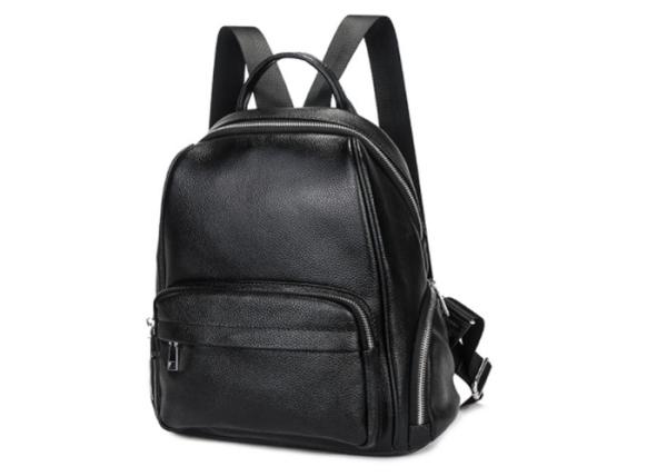 Real Leather Laptop Backpack , Hiking Briefcase Black Backpack Purse For Women