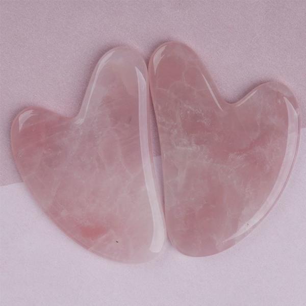 Engrave Logo Natural Pink Stone Real Rose Quartz Facial GuaSha for Facial Massage