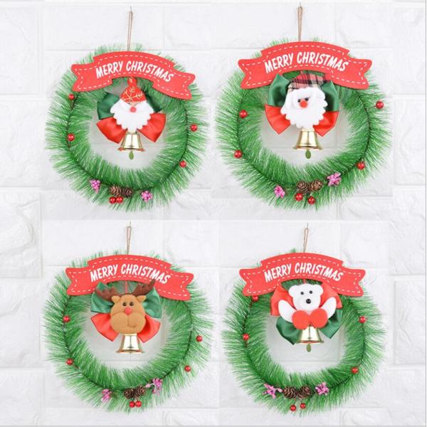 Christmas Wreath Garland Santa Clause Snowman Door wall Hanging Ornament for Home Decoration