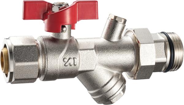 3603 3609 Straight Type Nickel Plated Brass Ball Valve w/ Meter Outlet & Built-in Strainer & Optional Brass Drain Valve