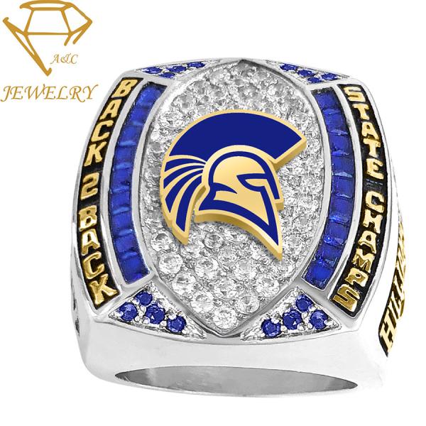 Die Casting Logo Deep Engraved Silver Sports Rings Youth Football Championship Rings