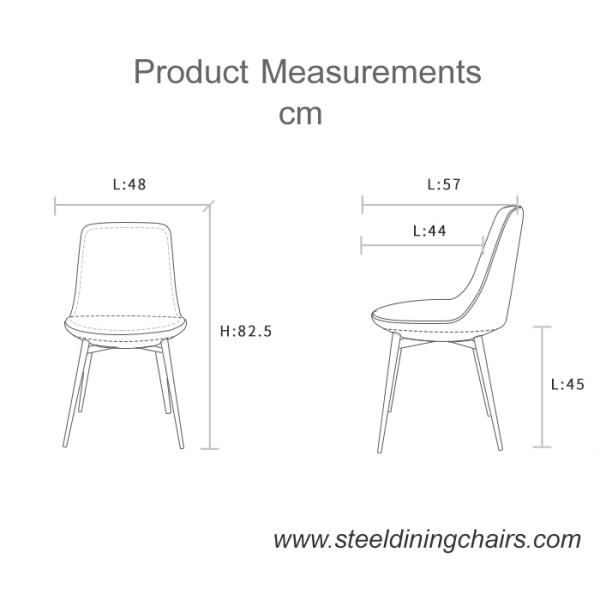 82.5cm 48cm Leather Dining Chairs With Metal Legs