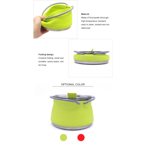 Портативная складчатость силикона варя бак 1.0L для на открытом воздухе располагаться лагерем