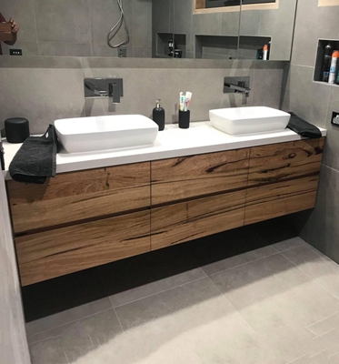 Modern Design Dark Wood Grain Bathroom Cabinet with Wall Mount and Plywood Door Panel