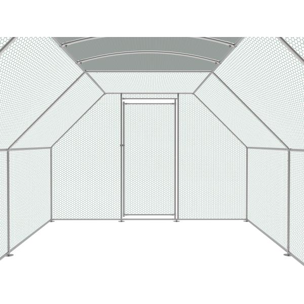 Chicken Coop Cage with Cover Galvanized Metal Walk In Chicken Cage Pen Run 10' W x 20' D x 6.67' H