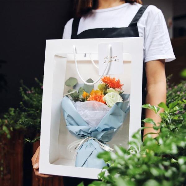 ODM Waterproof Flower Paper Bag Bouquet Carrier Brown Paper Bag Flowers 27x22x10