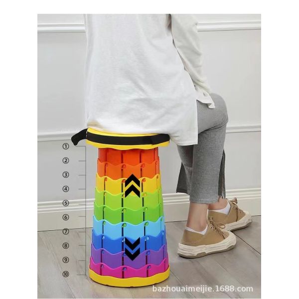 Modern Outdoor Plastic Folding Portable Collapsible Retractable Stool Thickened PP Material Camping Picnic Telescopic Chair