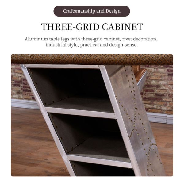 Nidea #8301 Aviator Furniture Wing Desk Vintage Aluminium Industrial Design Mid-Century Aviation Office Table