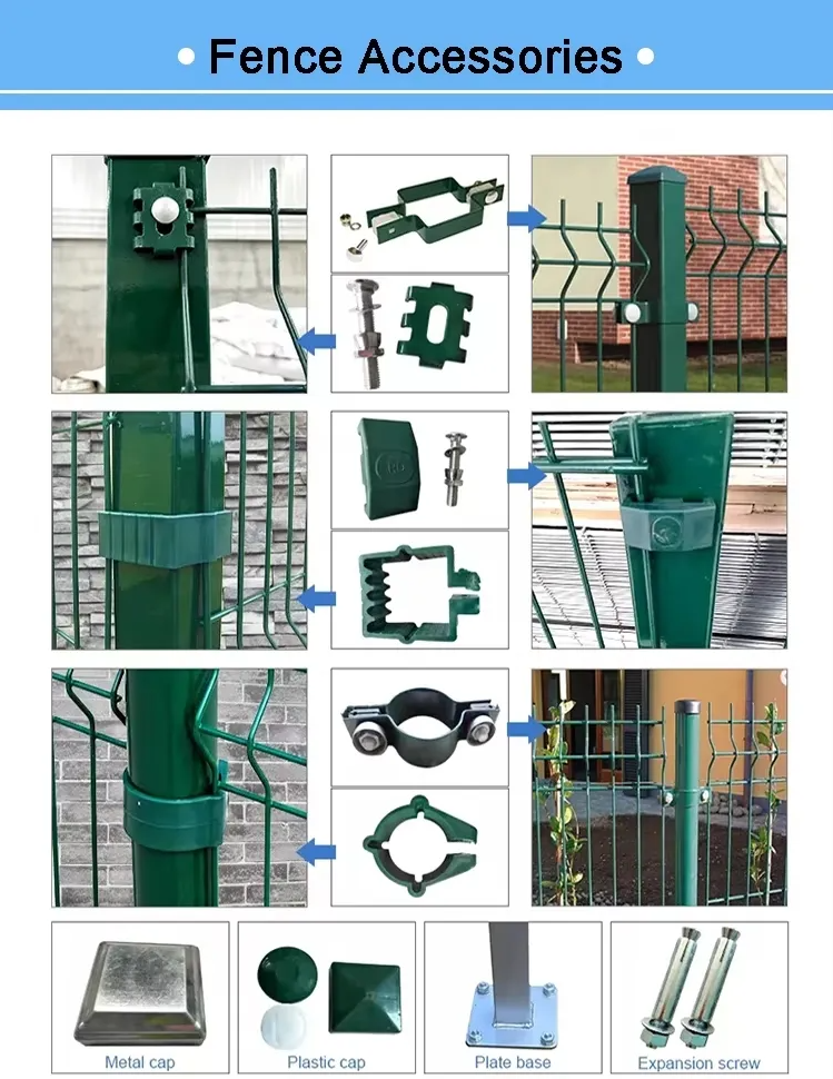 Metal Welded Wire Mesh 3D Bending Fence Green Black Color