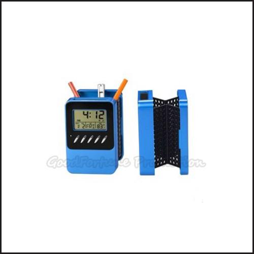 Hot Sale Promotional printed logo fold desk table pen holder temperature week date time