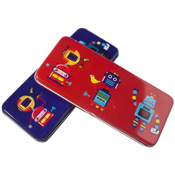 CMYK Printing Pencil Tin Box , Different Versions With Same Size , White Color