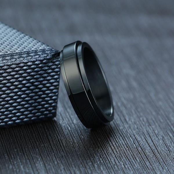 Stainless Steel Wedding Band Rings Rainbow Rotatable Adjustable Gold Rose Gold Plated