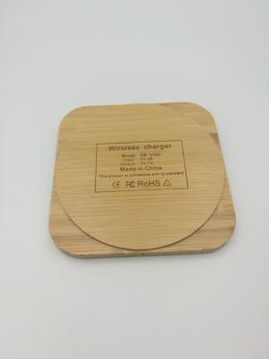 Dual USB Bamboo Made Square 10W fast Charging Portable Wireless Charger 9V 2-3A