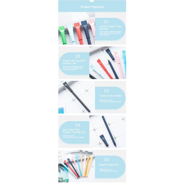 Colorful Paper Tube Creative Ball Pen Eco Friendly School Office Ball Pen Custom Logo