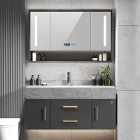 Armoires de salle de bains modernes en mélamine Petite vanité de 72 pouces Gris