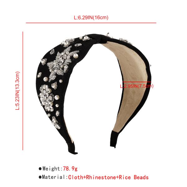 Fashion heavy beaded diamond-encrusted headbands light luxury headwear rice bead wide edge headbands