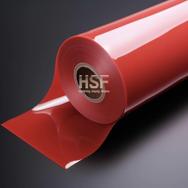 Film de libération de PE rouge opaque de 60 μm, séché aux UV en silicone, destiné à la protection et à l'emballage, aux rubans, à l'étiquetage et aux graphiques