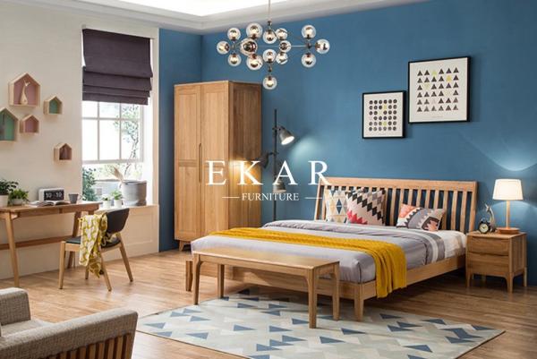 New Modern Design King Size Solid Wood Wooden Furniture Double Bed
