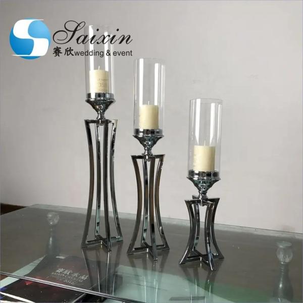Decoração de mesa de casamento Candlestick Metal de ouro porta velas de casamento