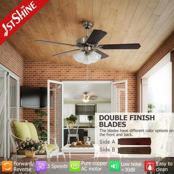 1stshine Ventilador de teto de lâminas reversíveis com Kit de luz e acabamento de MDF em fonte de luz LED