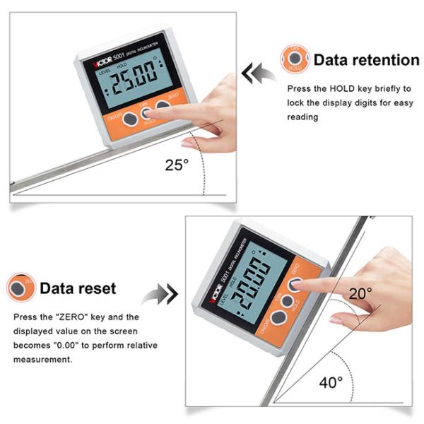 Relative Absolute Magnetic Digital Inclinometer 4*90° Magnets In Bottom Pocket Type