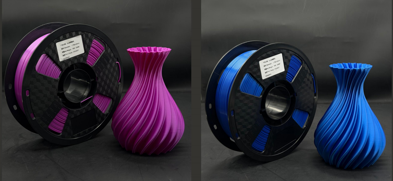 Dual Color Gradient Silk PLA 3D Printer Filament 1.75mm Multi Color Change Effect for Creative Art