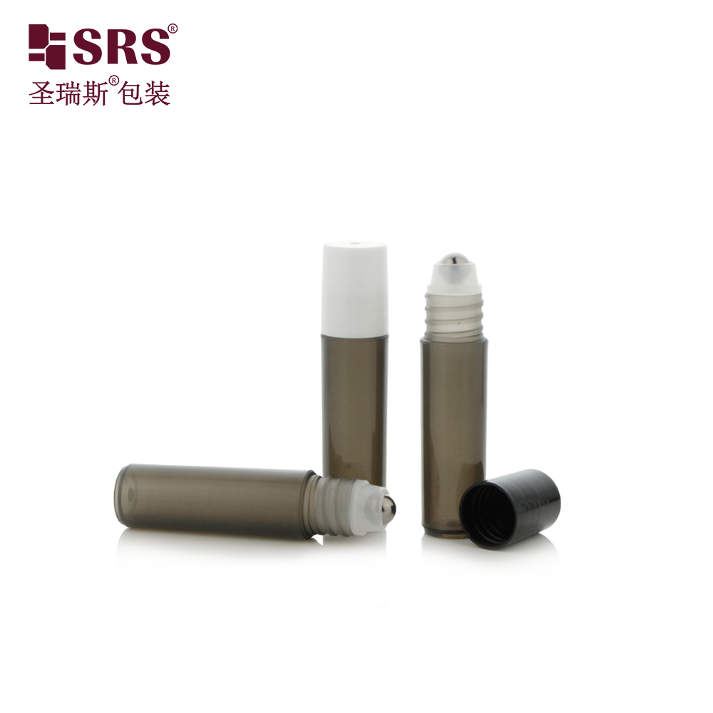Plastic Roll On Bottle 5 ML Empty Container with Steel Ball Roller and Plastic Cap for Eye Serum and Cosmetic Packaging