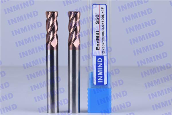 SiN Coating 12 mm Dia R0.5 Corner Radius End Mill 4 Flute 30 mm Cutting Length