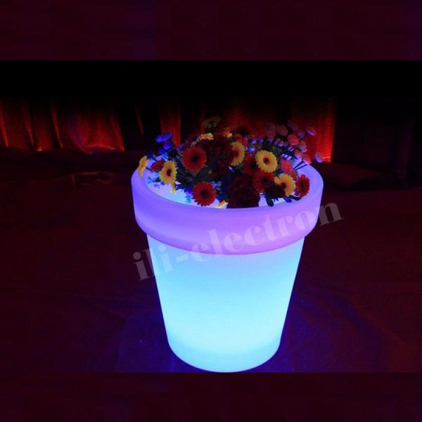 Rechargeable LED Light Planter , Illuminated Planters Outdoor Round Color Changing