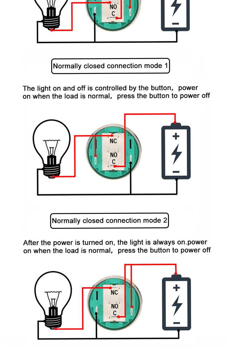 19mm Waterproof Metal Push Button Switch 1NO1NC Flat Head Ring-LED Momentary Switch IP65 Level 220v Max. Voltage
