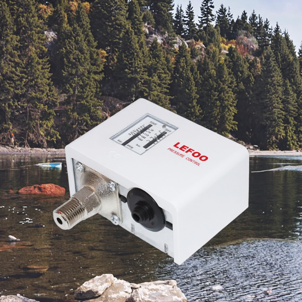For LF55 Automatic Water Pump Pressure Switch SPDT Contact Arrangement Aluminum Alloy 250V 72A Max Current 46.5bar Pressure