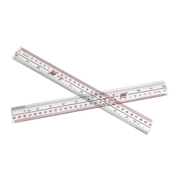 30cm プラスチック透明ESD定規 静電気防止ストレート定規