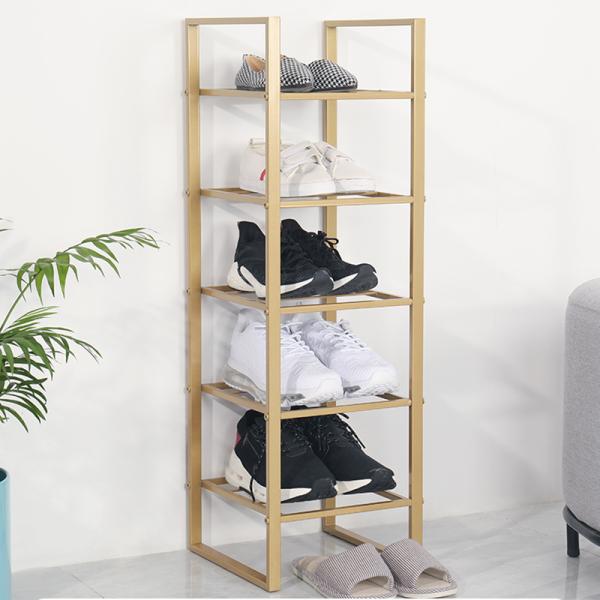 NO Folded 4 Tiers Dust Proof Shoe Rack Organizer for Home Stainless Steel Metal Design