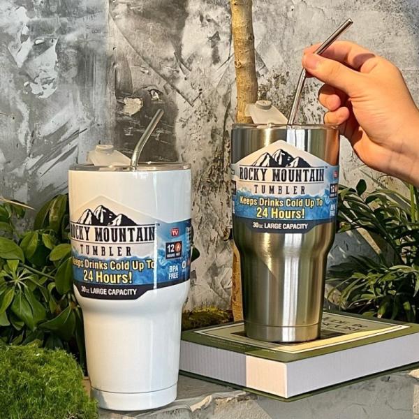 30oz Thermomètre portable en acier inoxydable Gardez boire froid chaud bouteilles d'aspirateur tasses Bouteille de café Bouteille d'eau avec paille