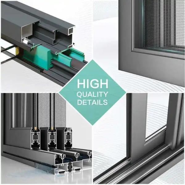 Burglar Proof Aluminium Double Glass Door Custom Aluminium Vertical Sliding Windows