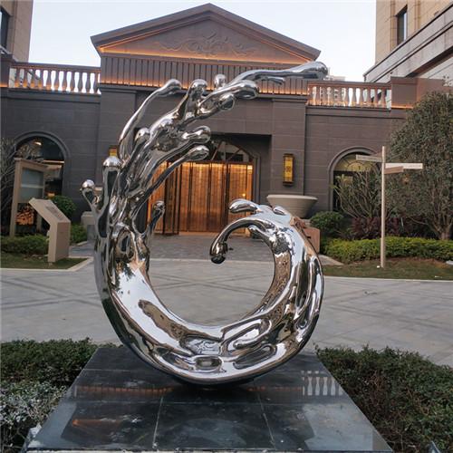 Mirror Outdoor Pool Sculptures Stainless Steel Abstract For Corten