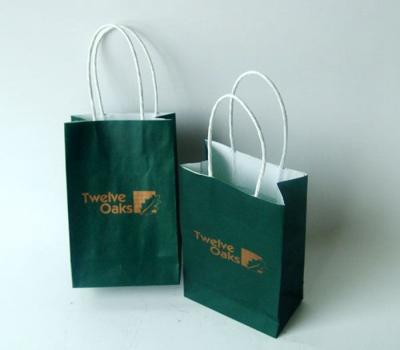 White Kraft Paper Custom Printed Paper Shopping Bags Recyclable , CMYK / PMS Colors