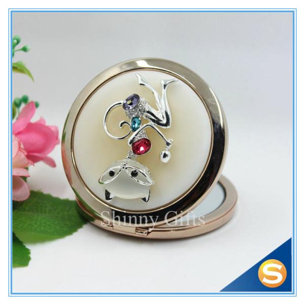 Shinny Gifts High-Grade Fox Design Makeup Mirror Crystal Round Cosmetic Mirror